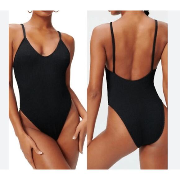 NWOT GOOD AMERICAN Always Fits Sexy Black One Piece Swimsuit - Picture 1 of 8